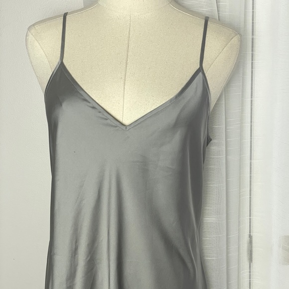 NWT Allsaints Hana Satin Gray Slip Midi Dress Size Medium - Picture 3 of 8